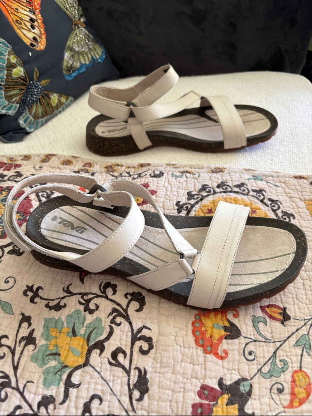 Teva White Leather Comfort Sandals NWT!